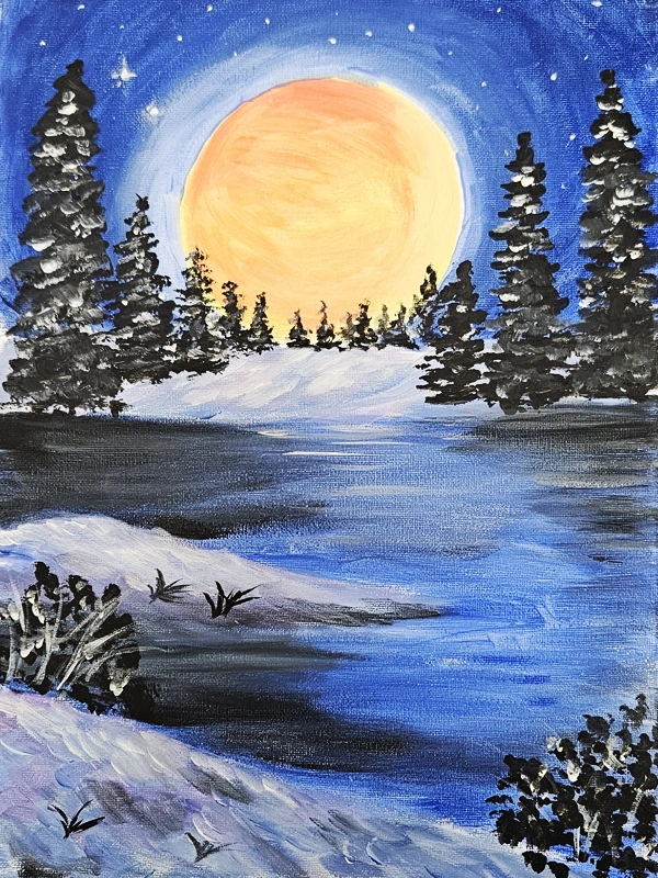 Wintry Super Moon Painting