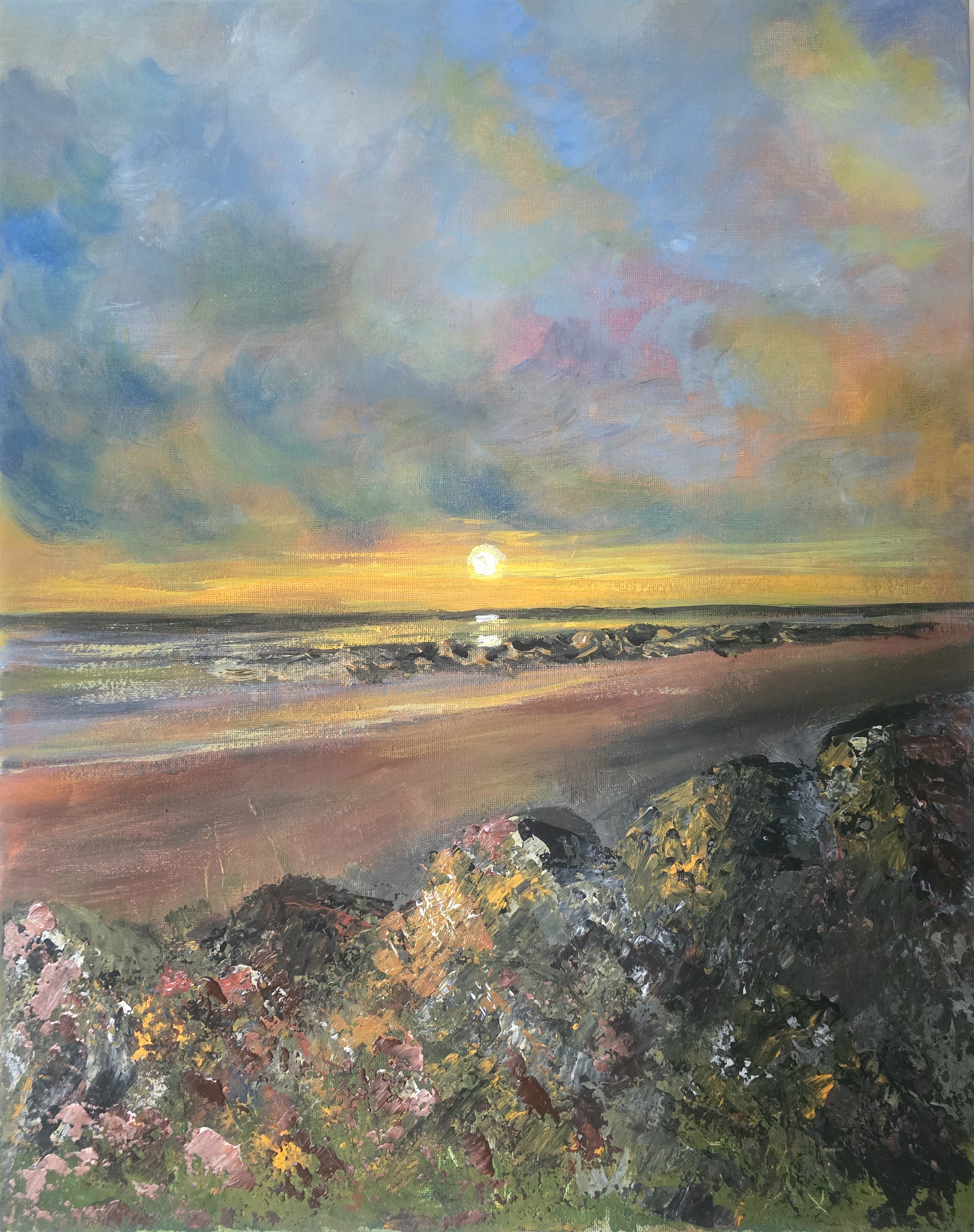 Original Artwork 9 Golden Stillness – Original Acrylic Painting (40 × 50 cm)